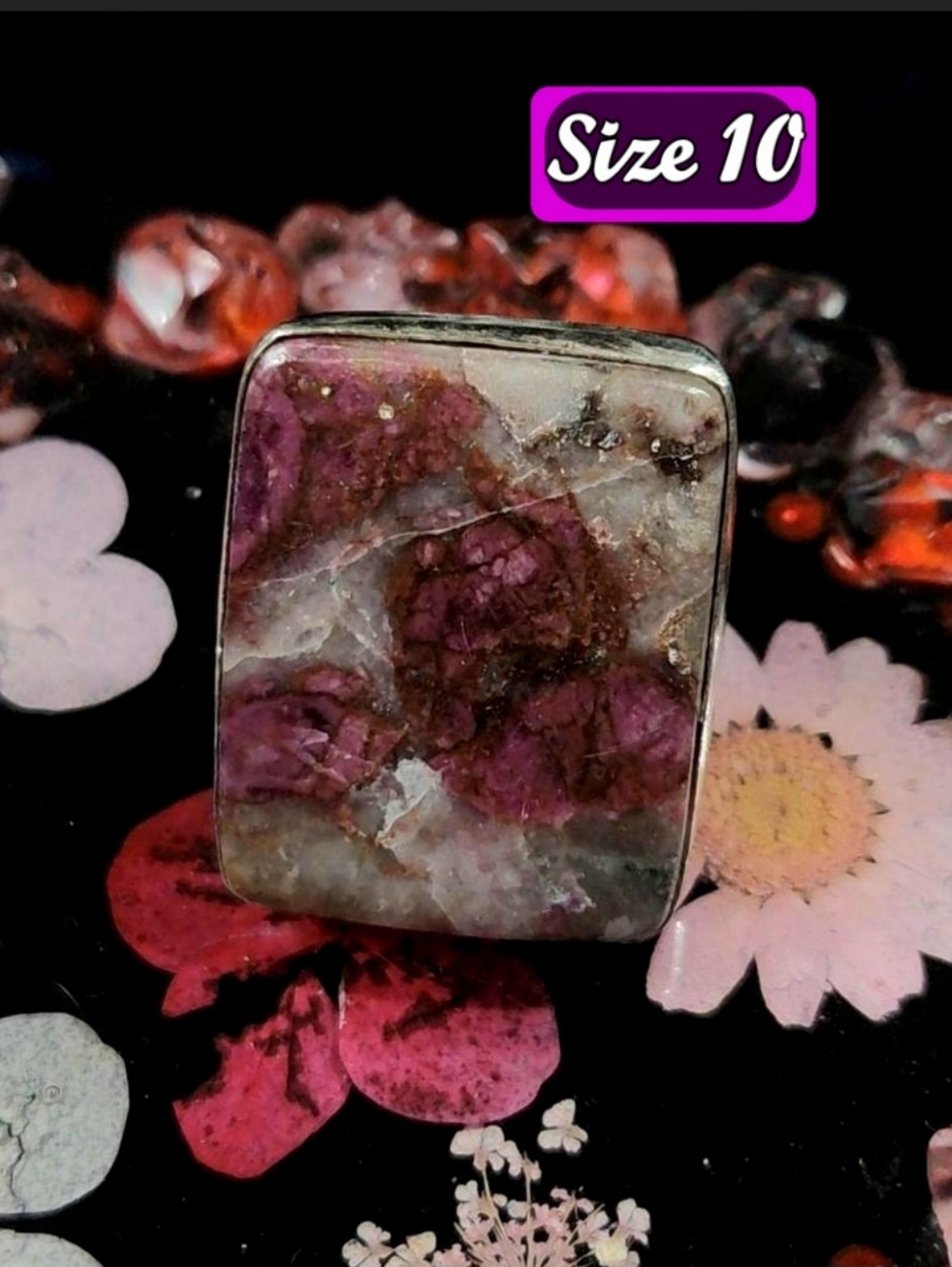 Size 10 Purple Pink Stone Women's Ring - Unbranded